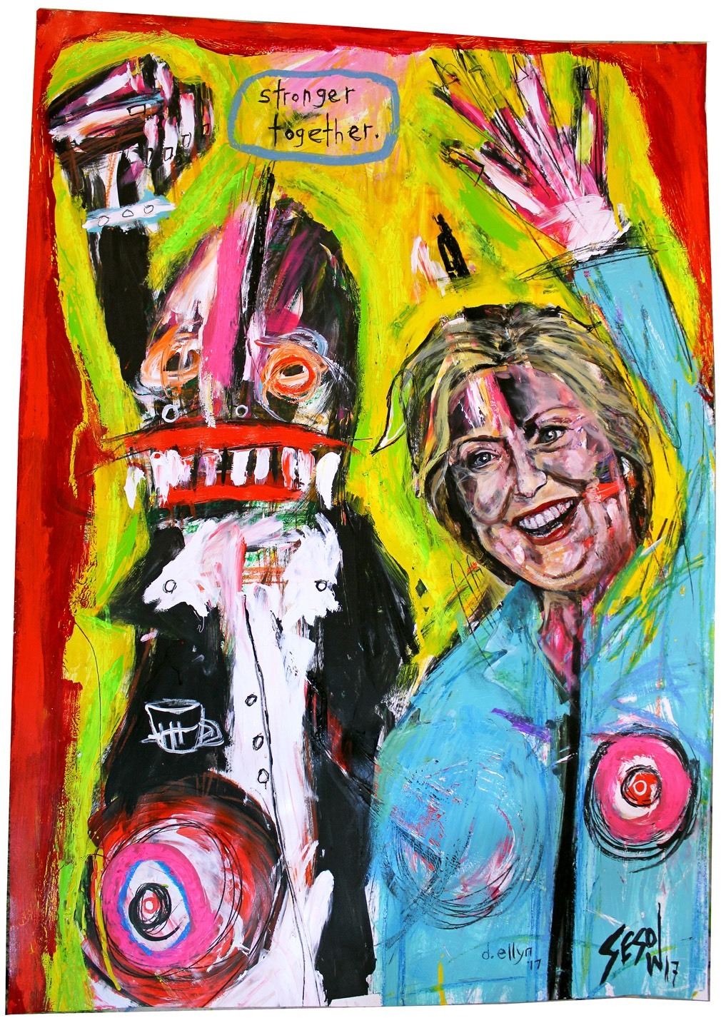 Hillary Clinton and Tim Kane abstract portraits by Ellyn and Sesow