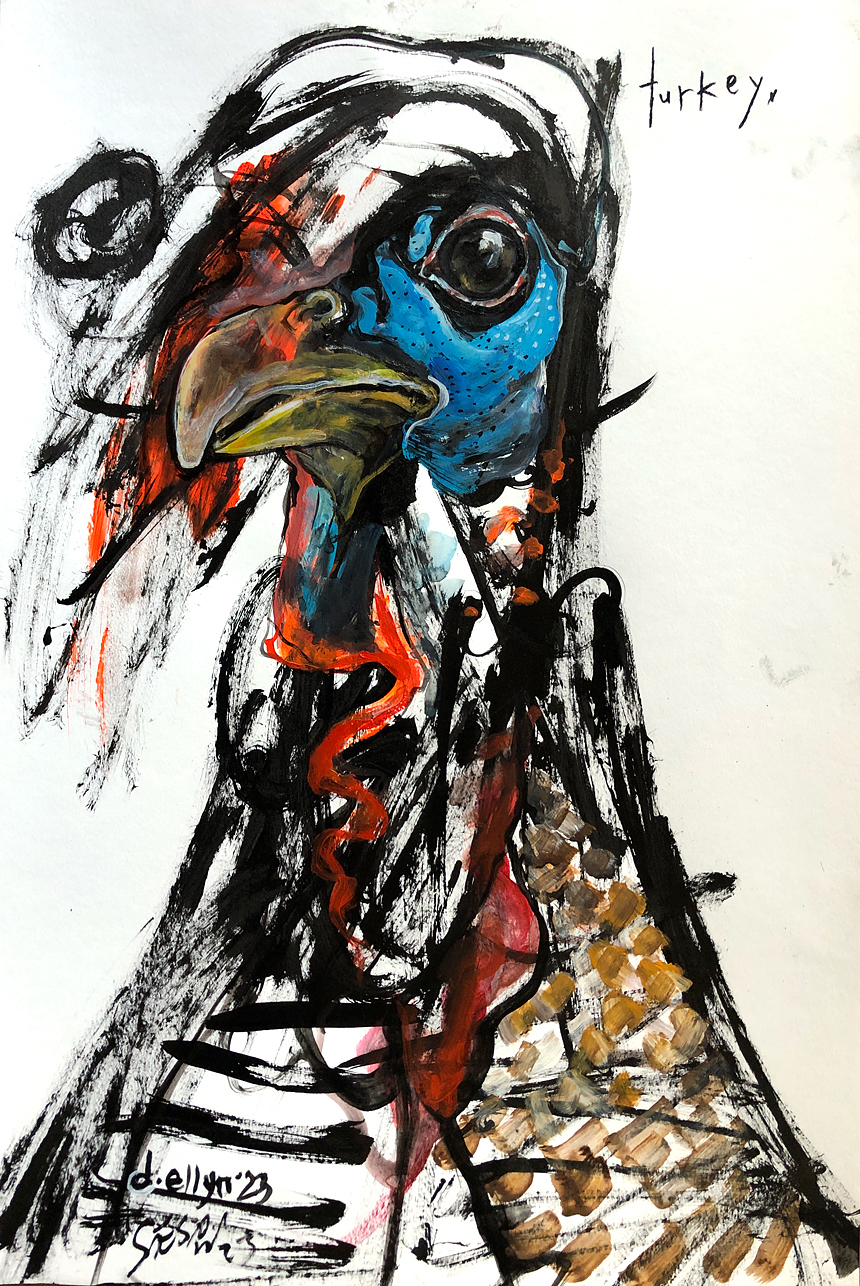 Colorful turkey with expressive eye by Ellyn and Sesow