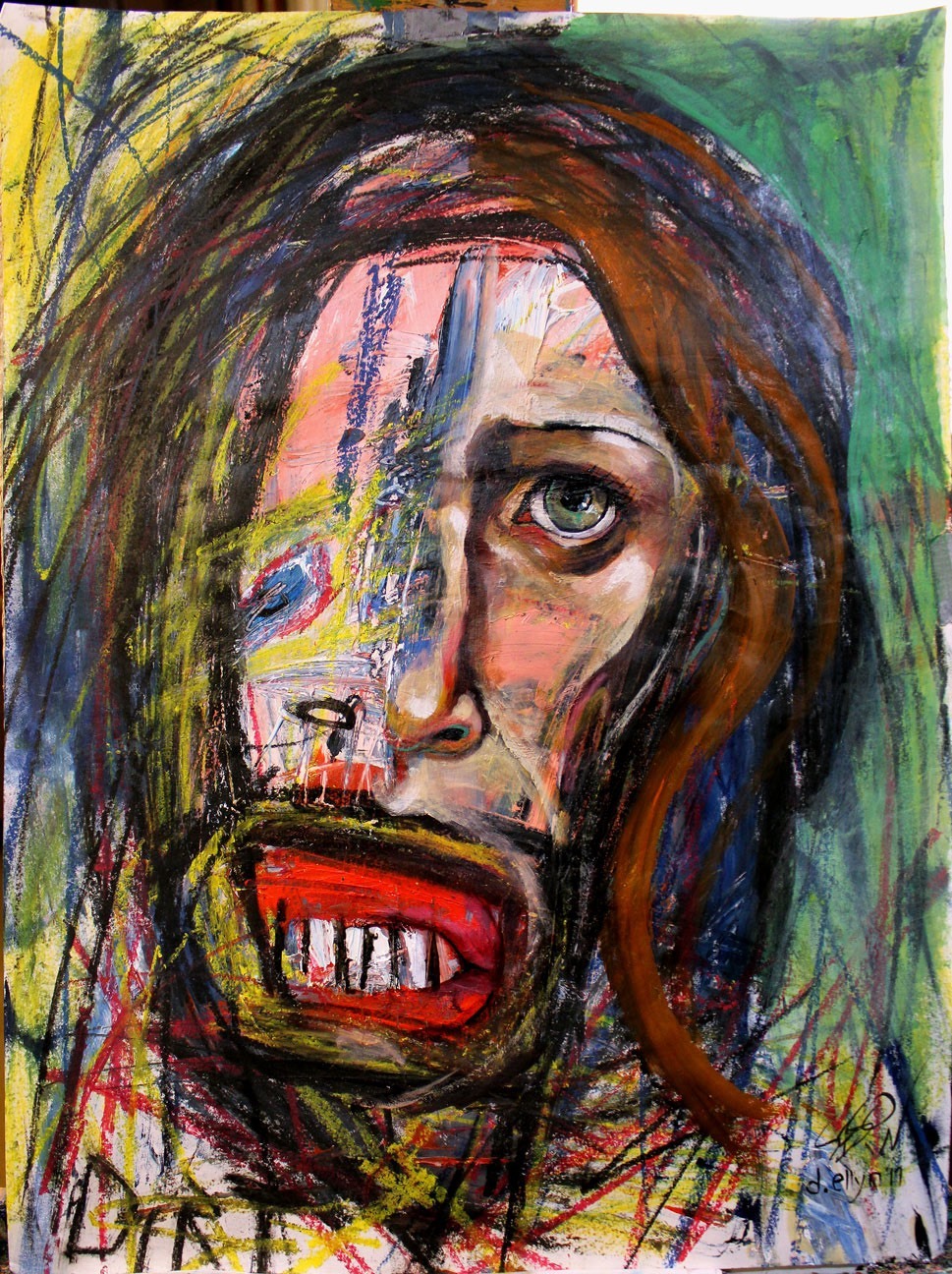 expressive portrait of a woman with red lips collaboration Matt Sesow and Dana Ellyn