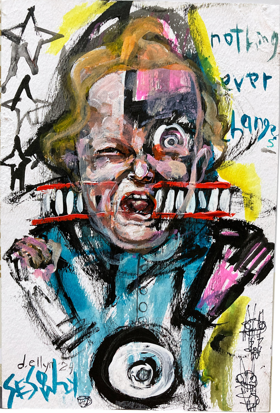 a screaming child with balled fists by Matt Sesow and Dana Ellyn